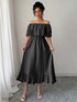 Elegant Off-shoulder Lace A- Line Dress - JEXIE