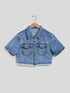 Front Pockets Crop Denim Jacket