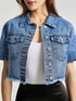 Front Pockets Crop Denim Jacket