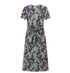 Green Purple Contrast Floral Dress