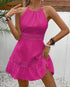 Hollow Lace Neck Tie Dress - JEXIE
