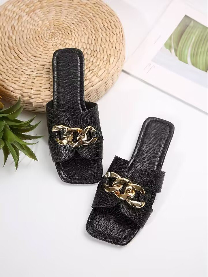 Lightweight Chain Casual Flat Slippers