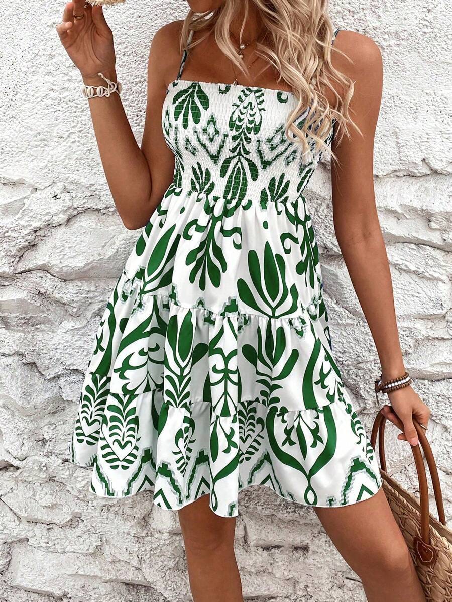 Plants Prints Fashion Cami Dress - JEXIE