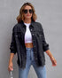 Pocketed Ripped Shirt Jacket - JEXIE