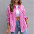 Pocketed Ripped Shirt Jacket - JEXIE
