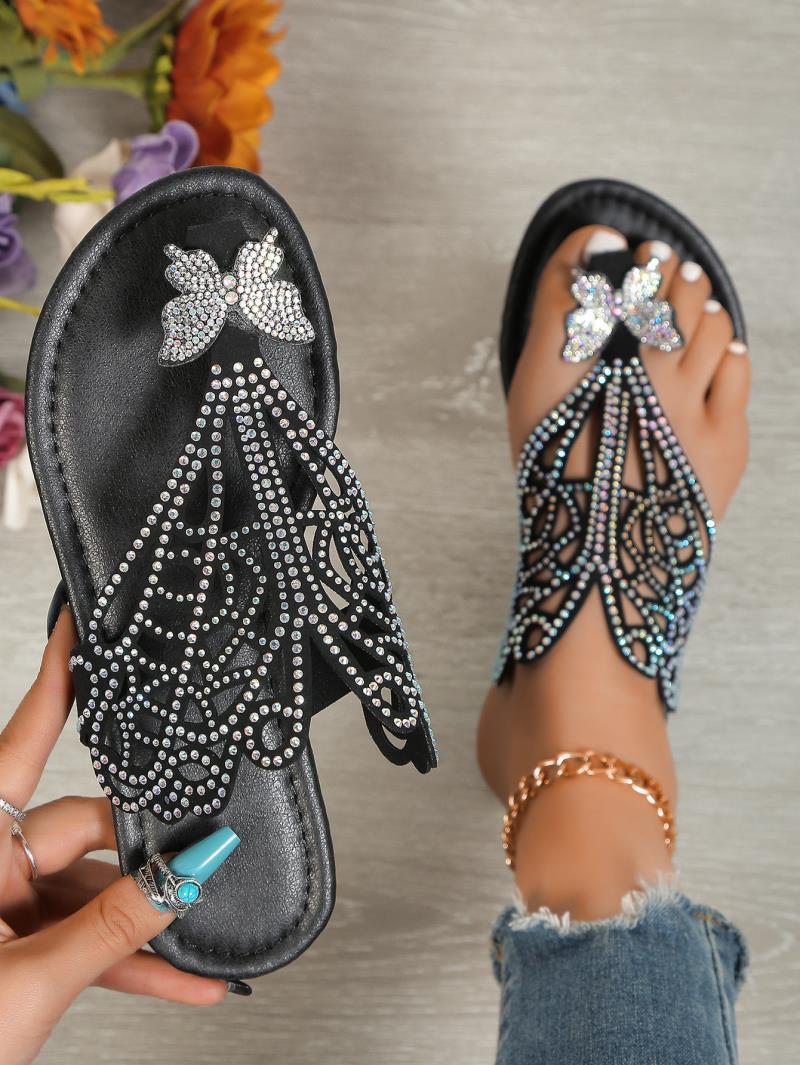 Rhinestone Flat-heeled Slippers Sandals