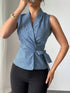 Side Knot Sleeveless Shirt Blouse