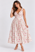 V-Neck Sleeveless Floral Midi Dress