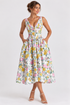 V-Neck Sleeveless Floral Midi Dress
