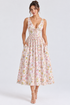 V-Neck Sleeveless Floral Midi Dress