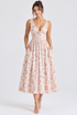 V-Neck Sleeveless Floral Midi Dress