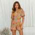 V-Neck Short Sleeve Floral Jumpsuit