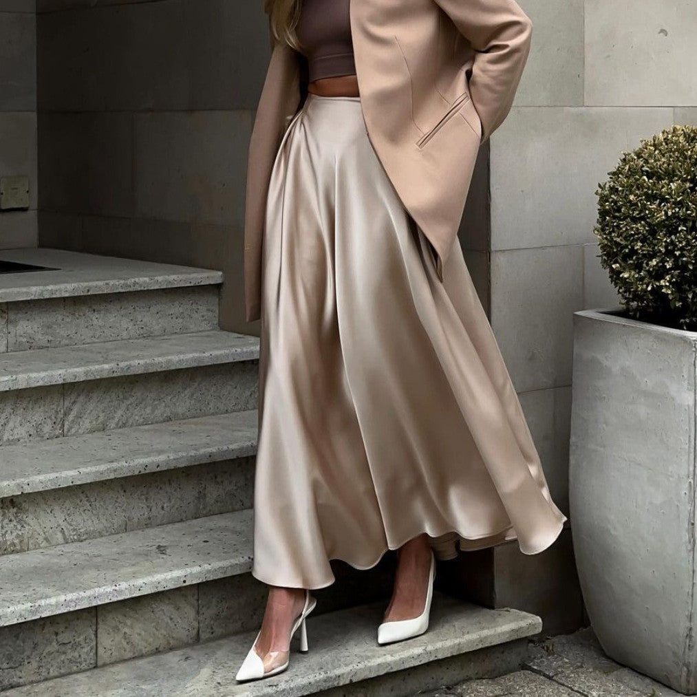 Satin Flares Long Skirt - JEXIE
