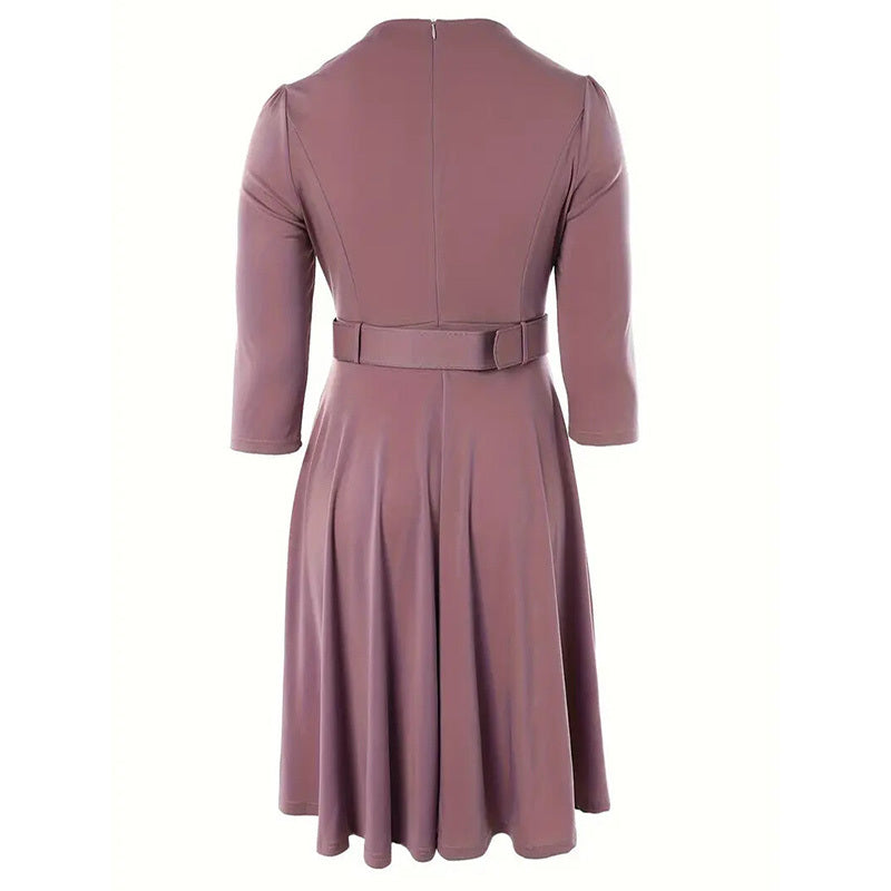 Midi A-Line Shift Belt Dress