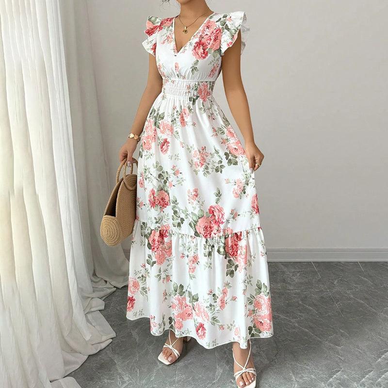 Flutter Short Sleeves Maxi Dress