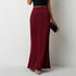 High Waist Flared Satin Long Skirt - JEXIE