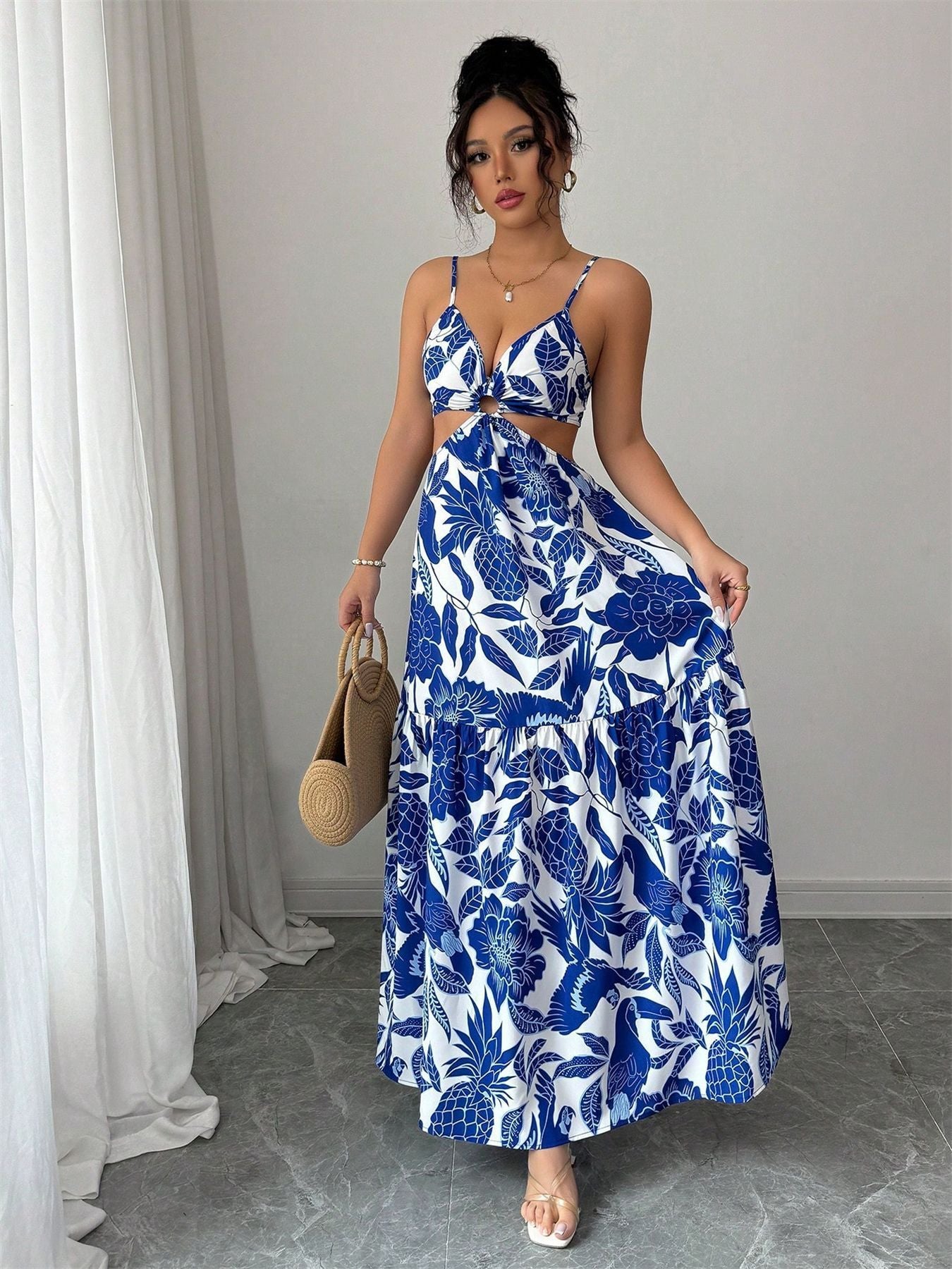 Sapphire Blue Tropical Elegant Dress