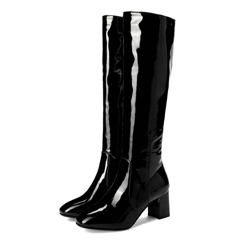 Leather Glossy Long Boots