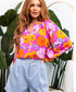 Rose Floral Prints Notched Neck Blouse