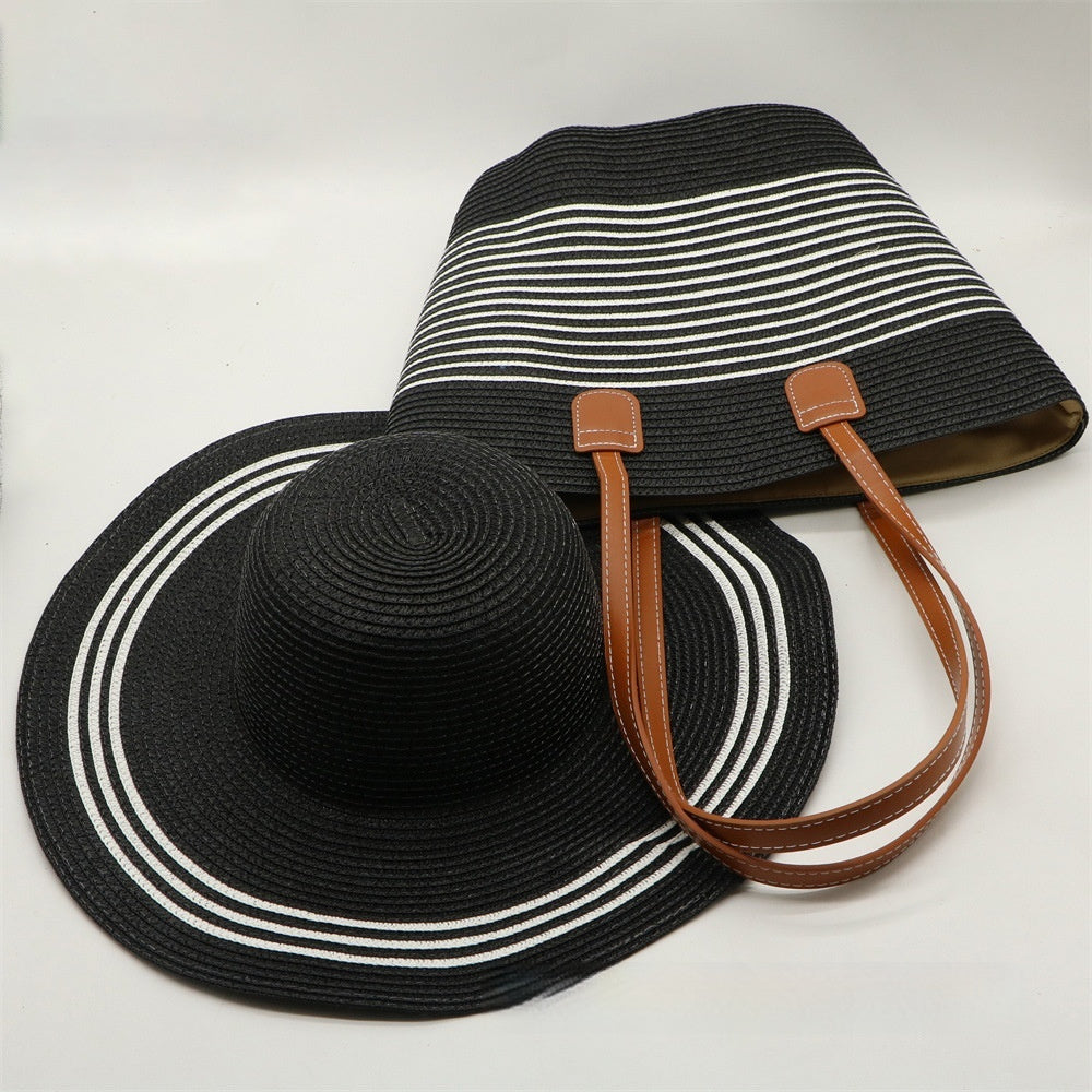 Straw Hat and Bag Two-pieces Set