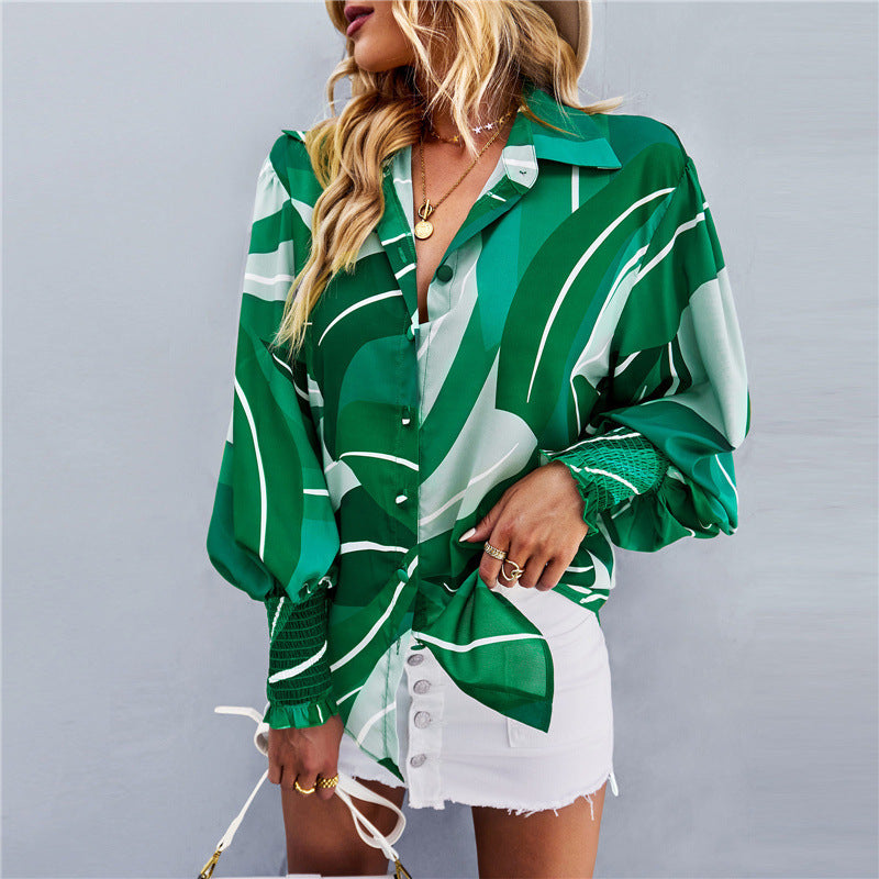 Colorful Prints Lantern Sleeve Shirt