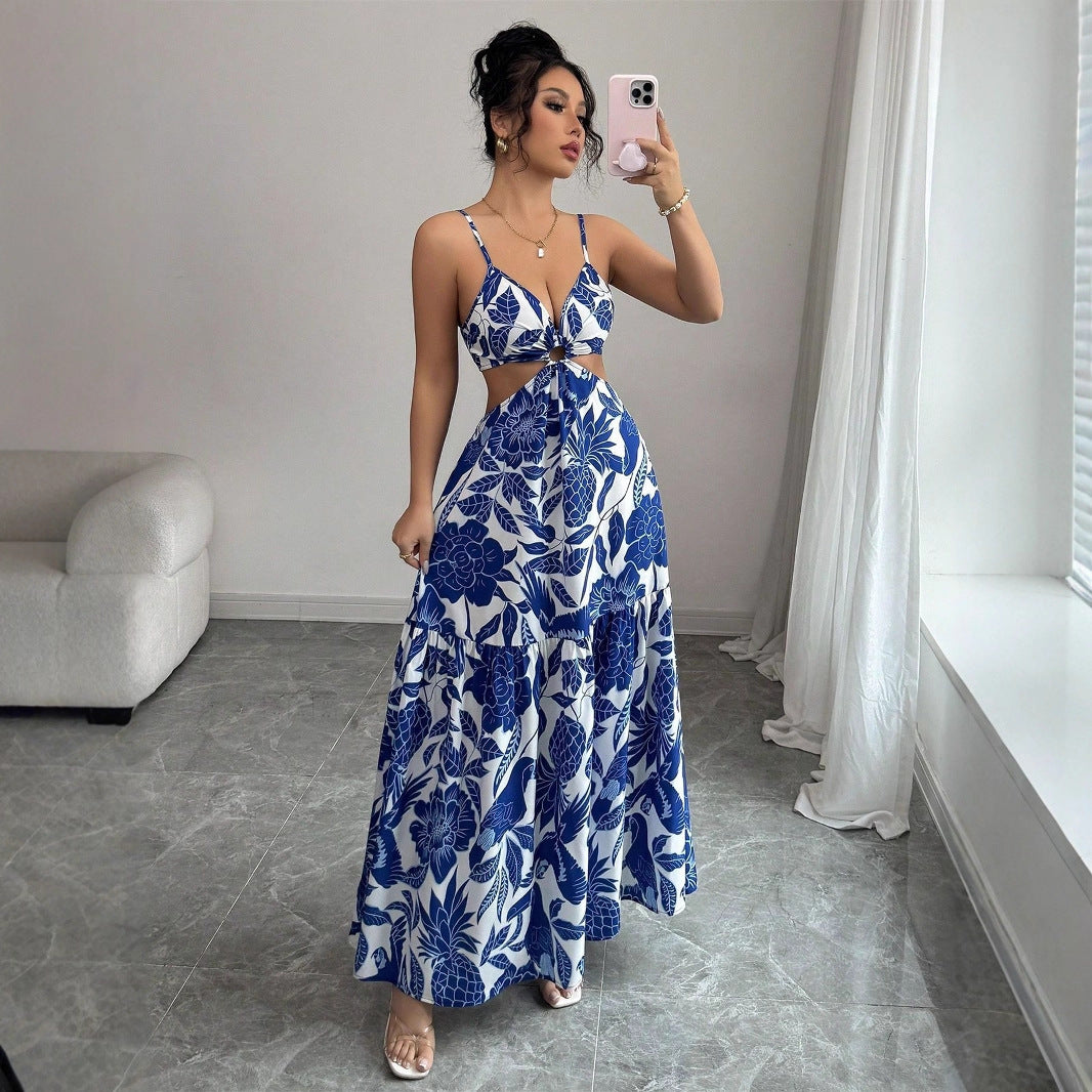 Sapphire Blue Tropical Elegant Dress