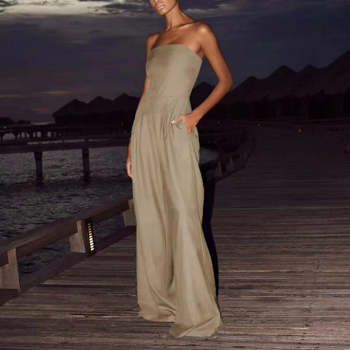 Backless Overalls Wide Leg Pants Jumpsuit