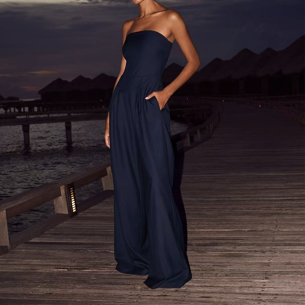 Backless Overalls Wide Leg Pants Jumpsuit