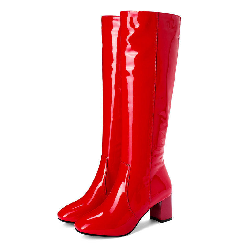 Leather Glossy Long Boots