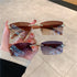 Frameless Wood Grain Leg Sunglasses
