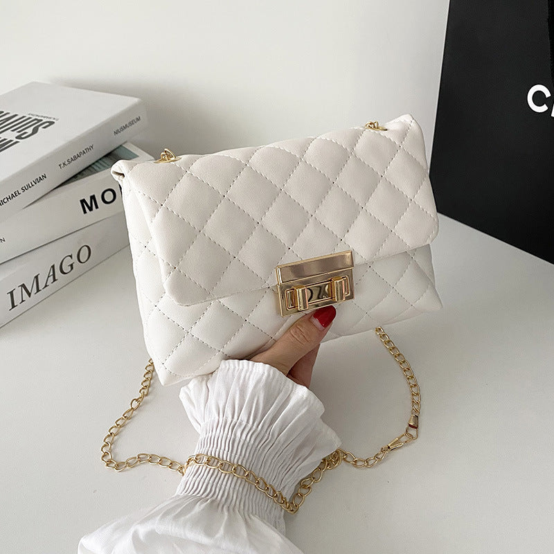 Diamond Plaid Twist Lock Bag - JEXIE