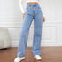 High Waisted Straight-Leg Denim Pants