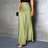 High Waist Flared Satin Long Skirt - JEXIE