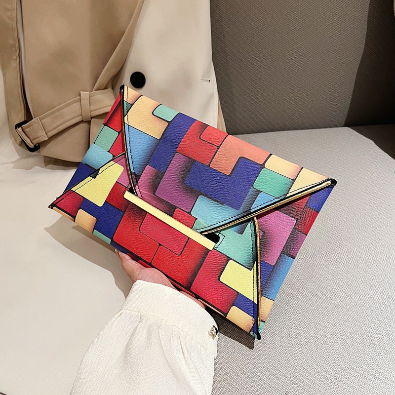 Colorful Plaid Envelope Shape Bag