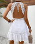 Hollow Lace Neck Tie Dress - JEXIE