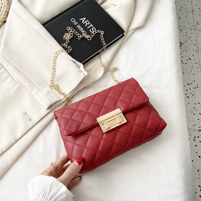 Diamond Plaid Twist Lock Bag - JEXIE