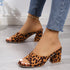 Leopard Prints Chunky Heels Sandals