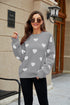 Loose Knit Heart Pattern Sweater - JEXIE