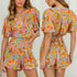 V-Neck Short Sleeve Floral Jumpsuit