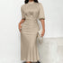 Mock Neck Satin Dress - JEXIE