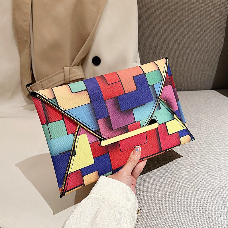 Colorful Plaid Envelope Shape Bag