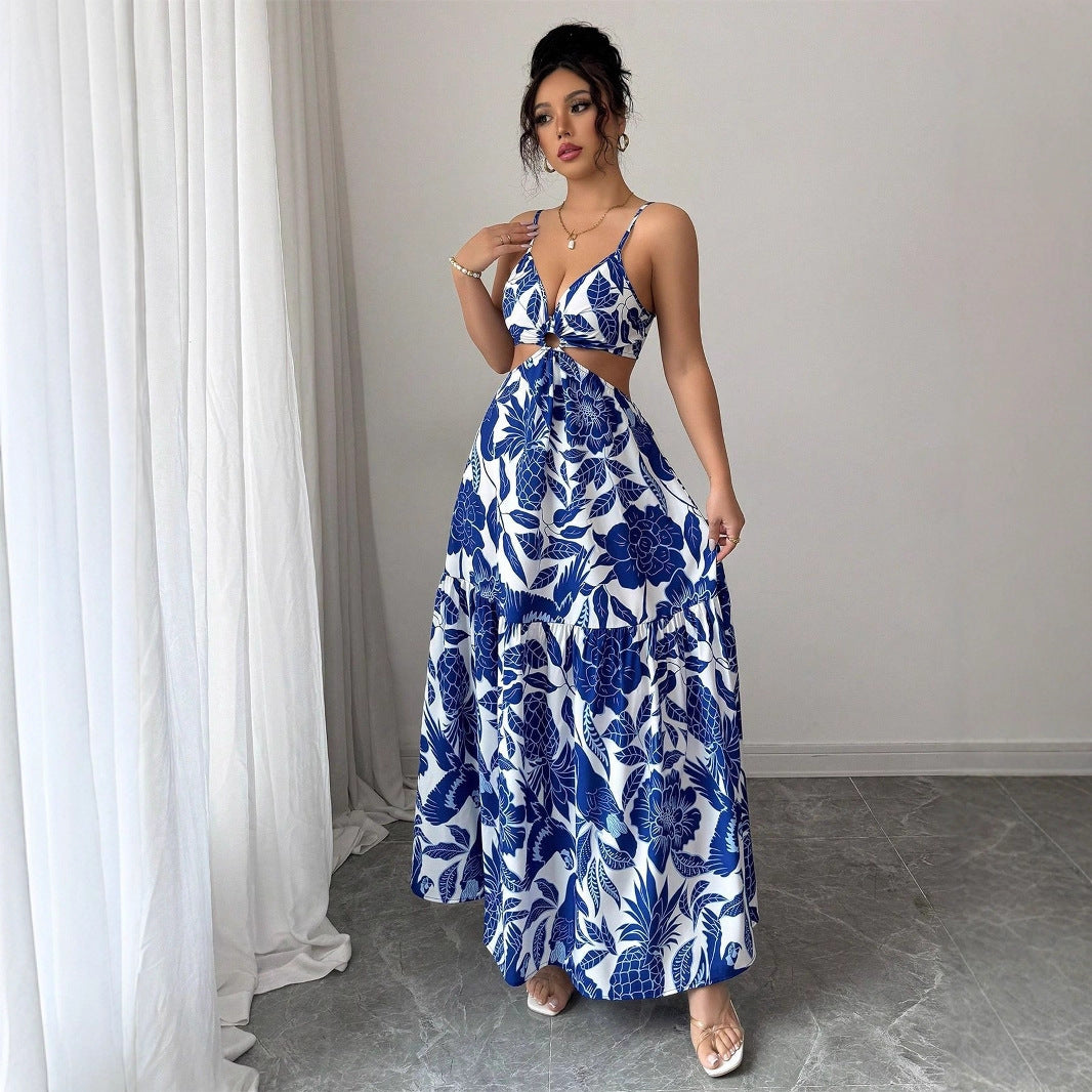 Sapphire Blue Tropical Elegant Dress