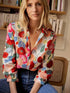 Plus Size Floral Print Button Shirt