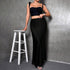 High Waist Flared Satin Long Skirt - JEXIE