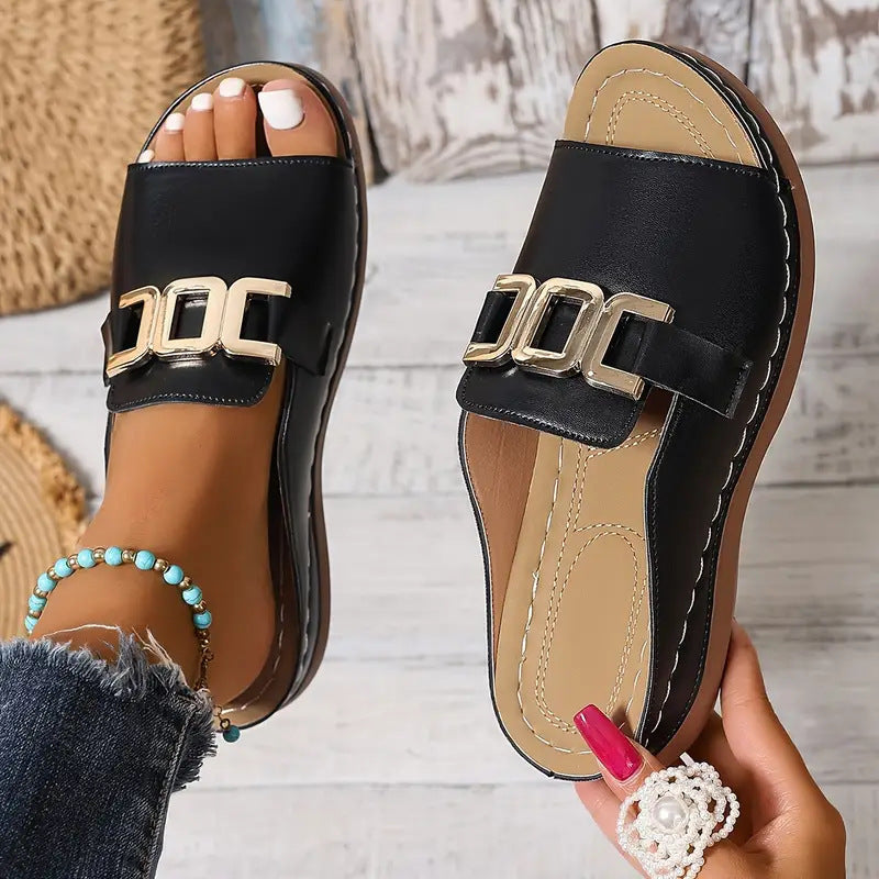 Peep-toed Roman Wedges Sandals