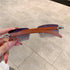 Frameless Wood Grain Leg Sunglasses