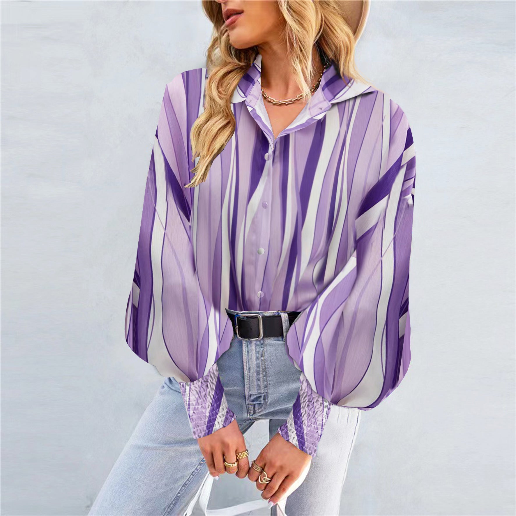 Colorful Prints Lantern Sleeve Shirt