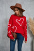 Big Peach Heart Contrast Color Sweater