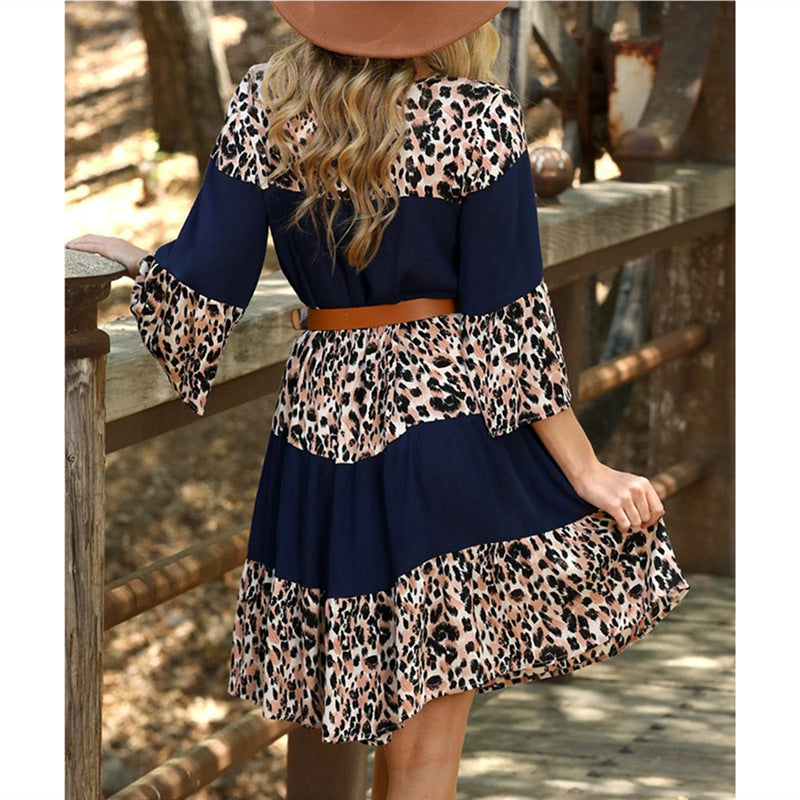 Color Block Cheetah Pattern Dress