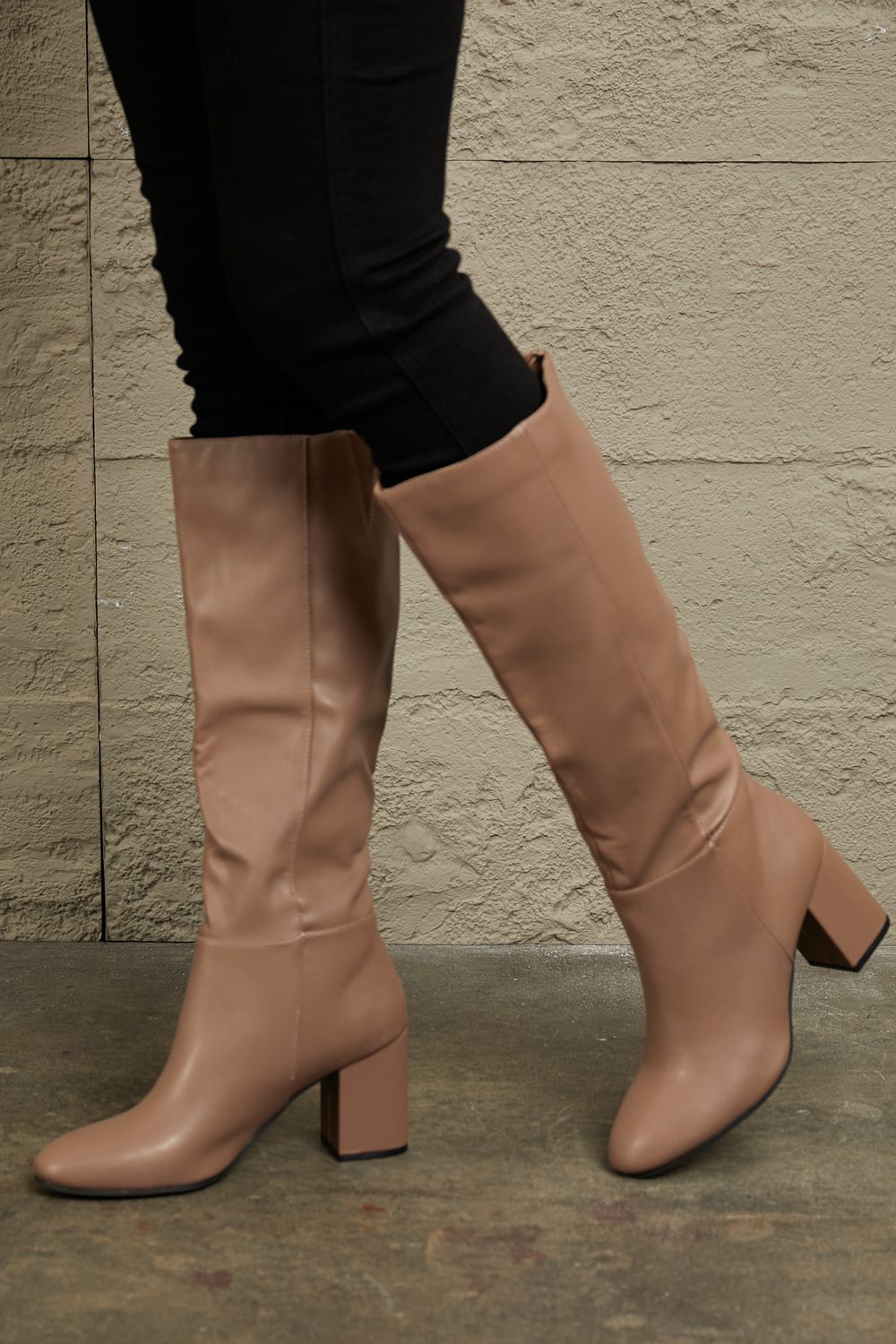 Knee Length Block Heel Boots - JEXIE